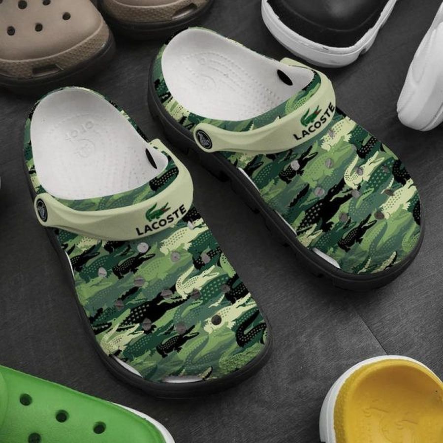 Lacoste In Army Theme Crocs Crocband Clog Comfortable Water Shoes