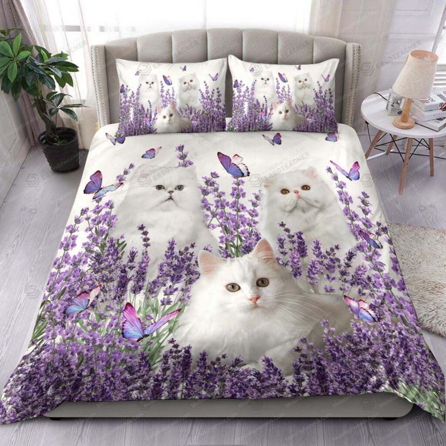 Lavender Flower And Persian Cat Animal 168 Bedding Set – Duvet Cover – 3D New Luxury – Twin Full Queen King Size Comforter Cover