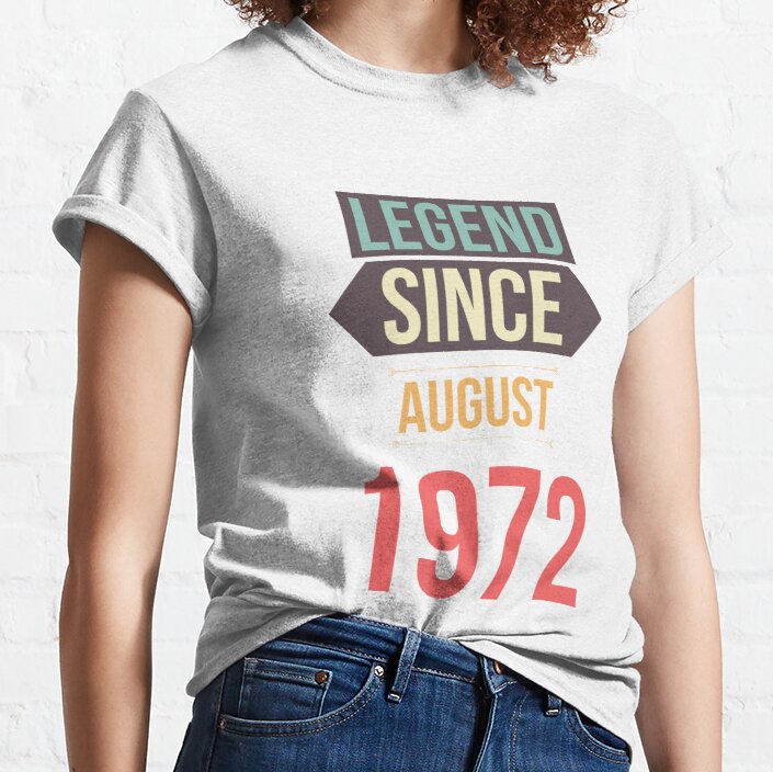 Legend Since August 1972 Vintage Retro Birthday Classic T-Shirt