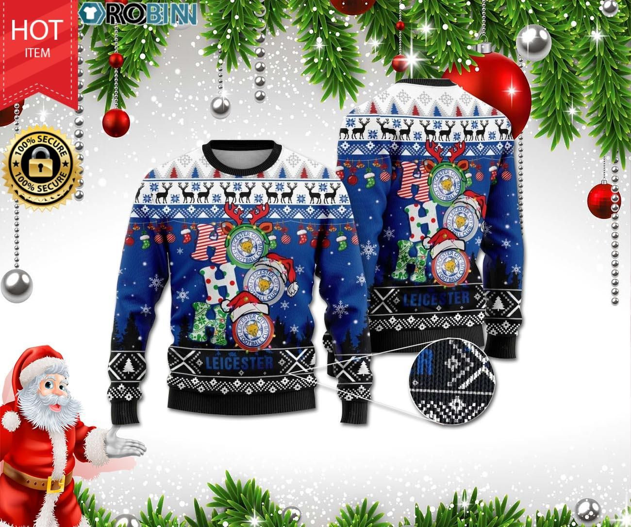 Leicester Ho Ho Ho 3D Print Christmas Wool Sweater Ugly