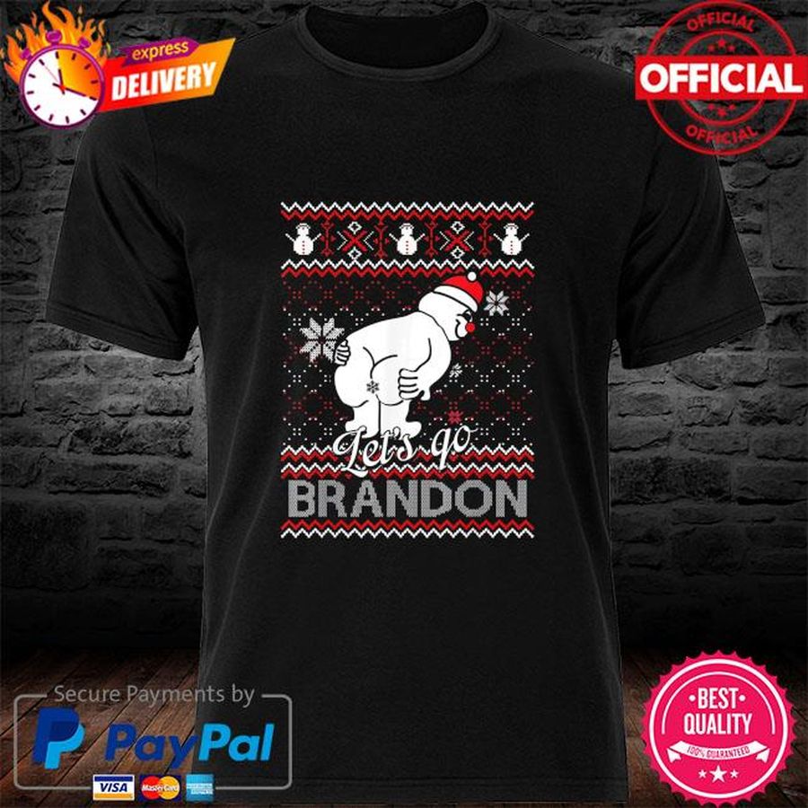 Let’s Go Brandon Pooping Snowman Ugly Christmas Tee Shirt