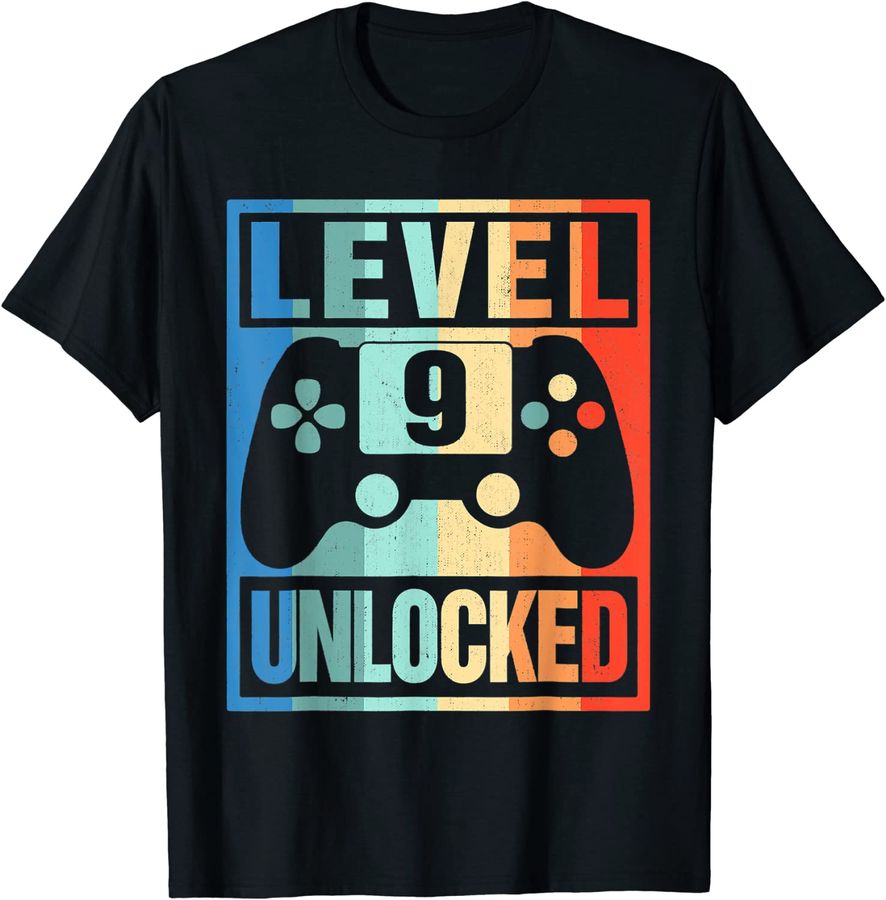 Level 9 Unlocked Shirt 9th Birthday Decoration 9 Years Old