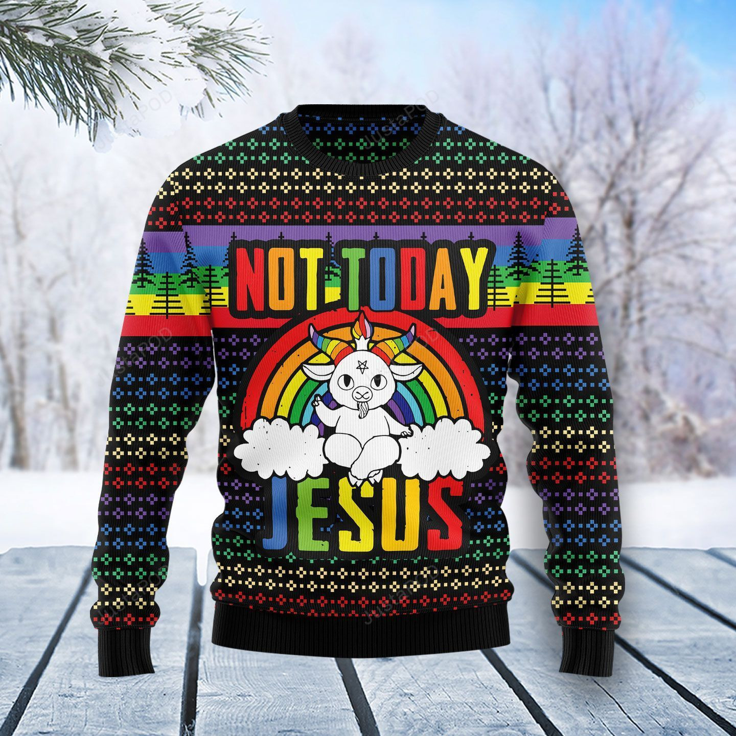 LGBT Not Today Jesus Ugly Christmas Sweater Ugly Sweater Christmas