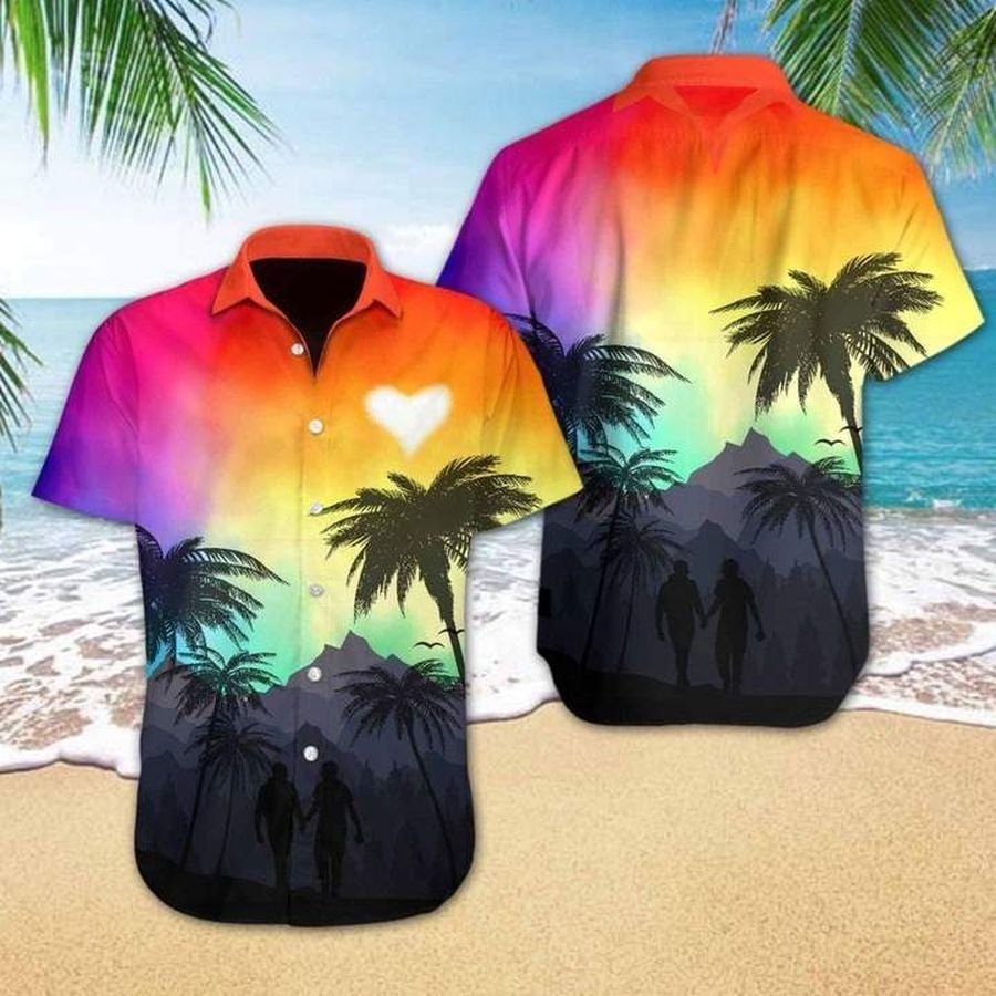 Lgbt Pride Lover Sunset Tropical Hawaiian Shirt Pre10739, Hawaiian shirt, beach shorts, One-Piece Swimsuit, Polo shirt, funny shirts, gift shirts