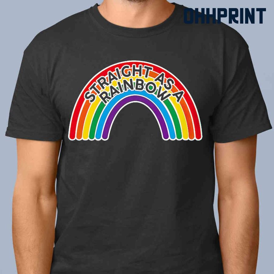 LGBT Straight As A Rainbow Tshirts Black