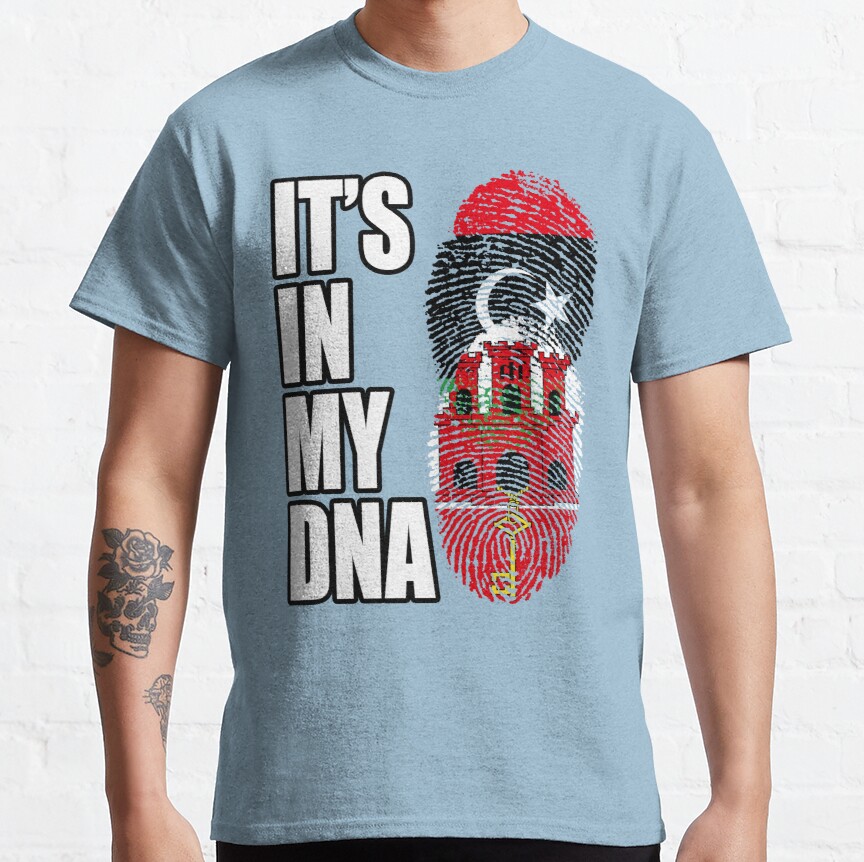 Libyan And Gibraltar Mix Heritage DNA Flag Classic T-Shirt