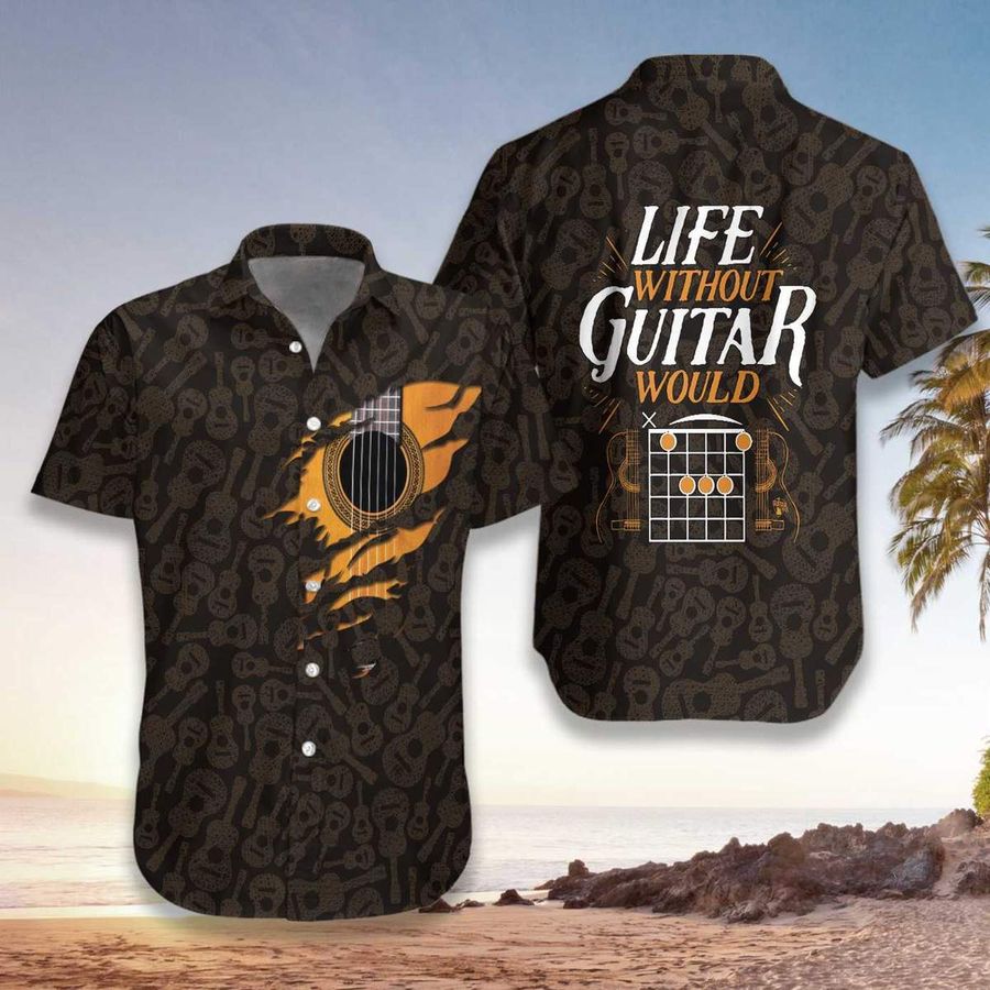 Life Without Guitar Would Be Flat Hawaiian Shirt Pre12741, Hawaiian shirt, beach shorts, One-Piece Swimsuit, Polo shirt, funny shirts, gift shirts