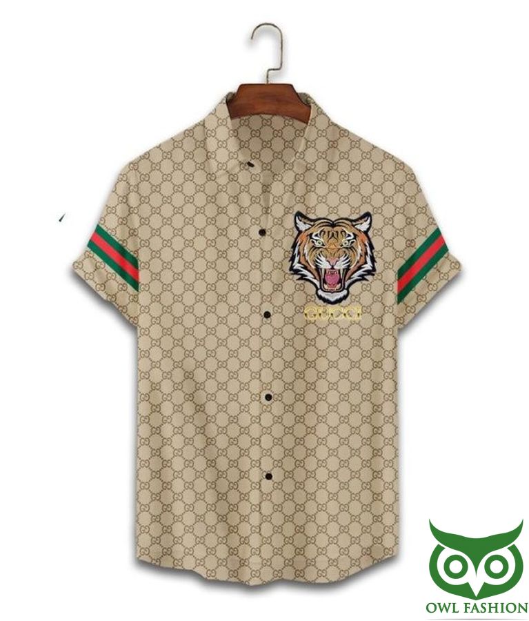 Limited Edition Gucci Tiger Logo Brand Pattern Hawaiian Shirt Shorts