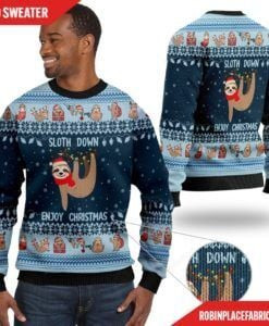 Lonely Sloth Down Enjoy Christmas Ugly Christmas Sweater All Over