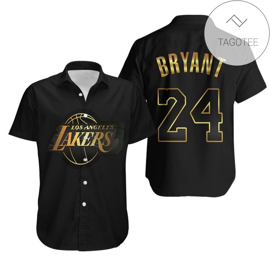 Los Angeles Lakers Kobe Bryant 24 Tribute 2020 Gold Edition Black Jersey Inspired Style Authentic Hawaiian Shirt 2022