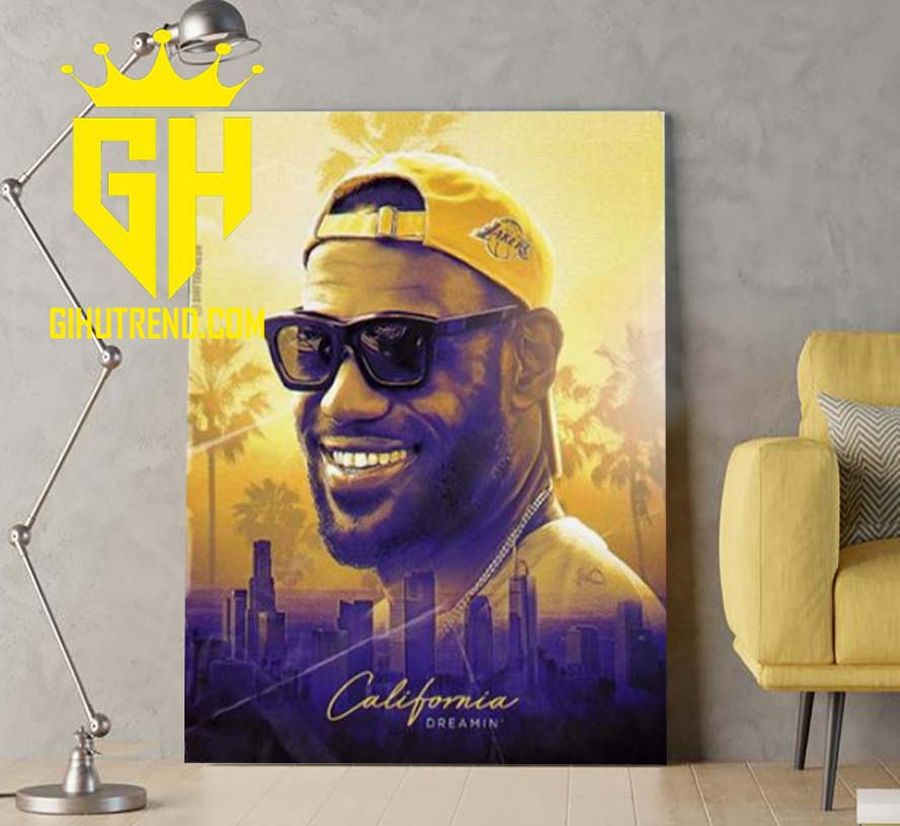Los Angeles Lakers LeBron James California Dreamin Art Style Poster Canvas
