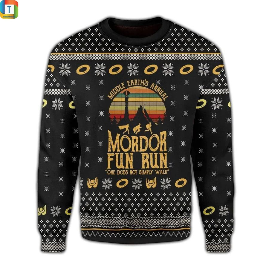 LOTR middle earths annual mordor fun run ugly sweater Ugly