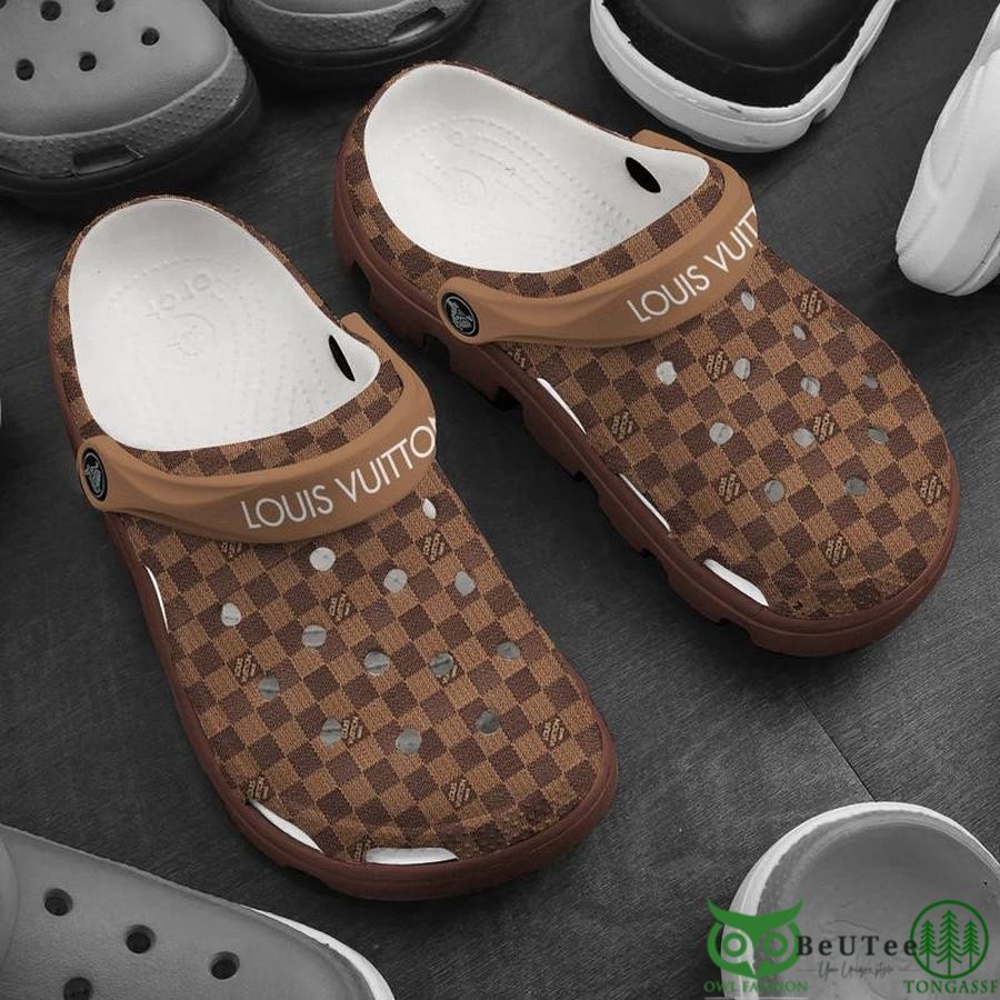 Louis Vuitton Checkered Light Dark Brown Crocs