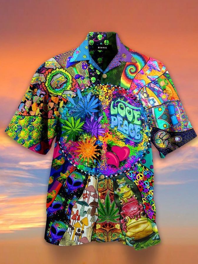 Love Peace Vintage Printed Hippie Style Hawaiian Shirt Pre11859, Hawaiian shirt, beach shorts, One-Piece Swimsuit, Polo shirt, funny shirts