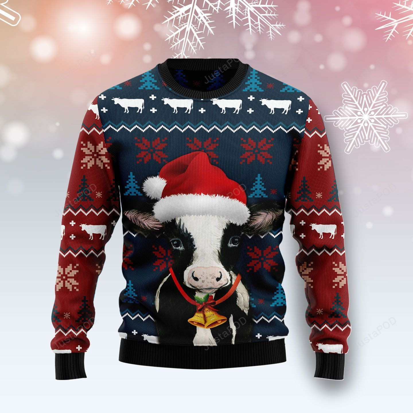 Lovely Cow Ugly Christmas Sweater All Over Print Sweatshirt Ugly