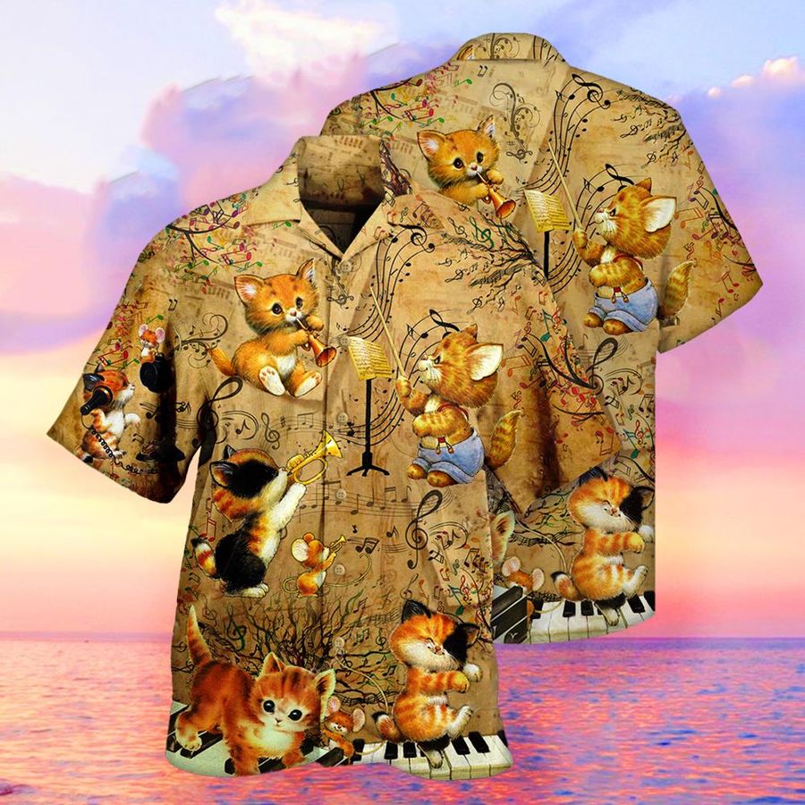 Lover Music And Kitties Cat Hawaiian Shirt Pre12693, Hawaiian shirt, beach shorts, One-Piece Swimsuit, Polo shirt, funny shirts, gift shirts