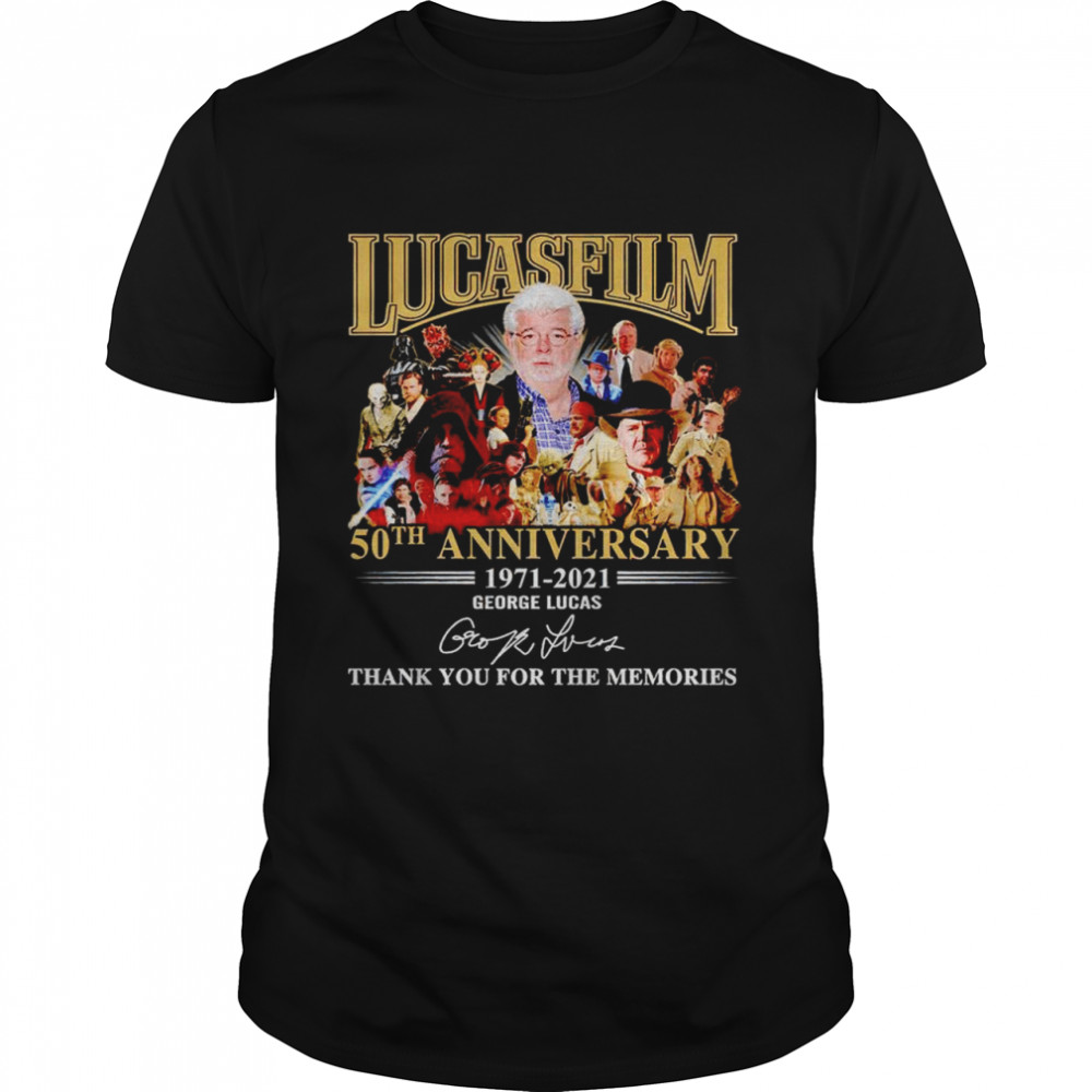 Lucasfilm 50Th Anniversary 1971 2021 George Lucas Signature Thank You For The Memories Shirt, Tshirt, Hoodie, Sweatshirt, Long Sleeve, Youth