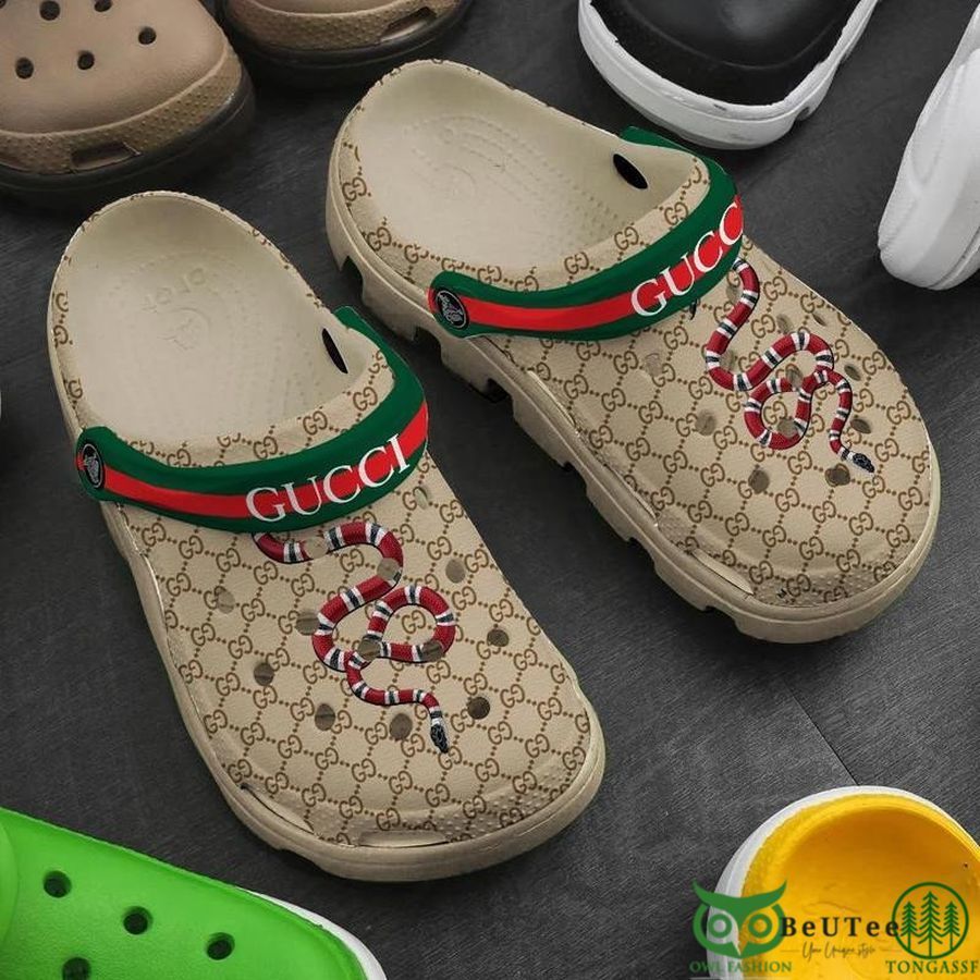 Luxury Gucci Snake Monogram Beige Crocs