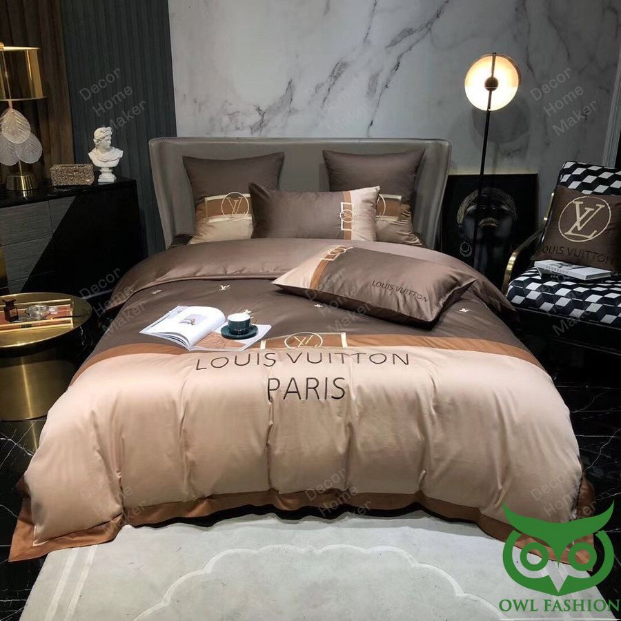 Luxury Louis Vuitton Paris Light and Dark Brown Bedding Set