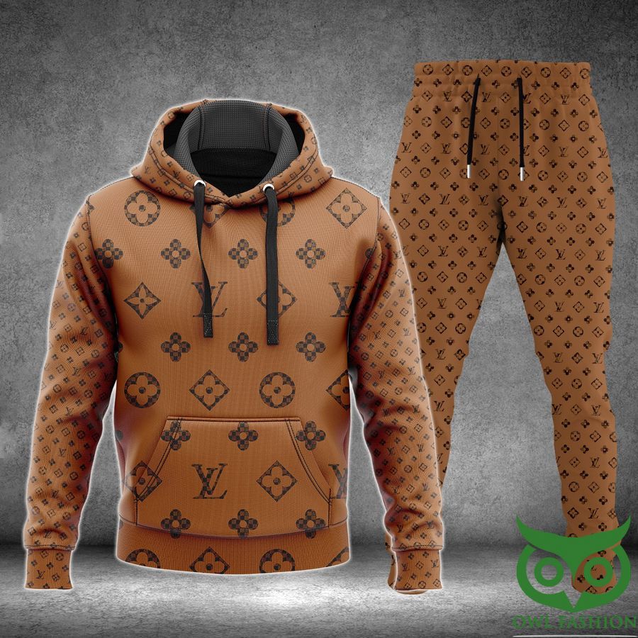 Luxury Louis Vuitton Wood Color with Monogram Canvas Pattern 3D Shirt and Pants