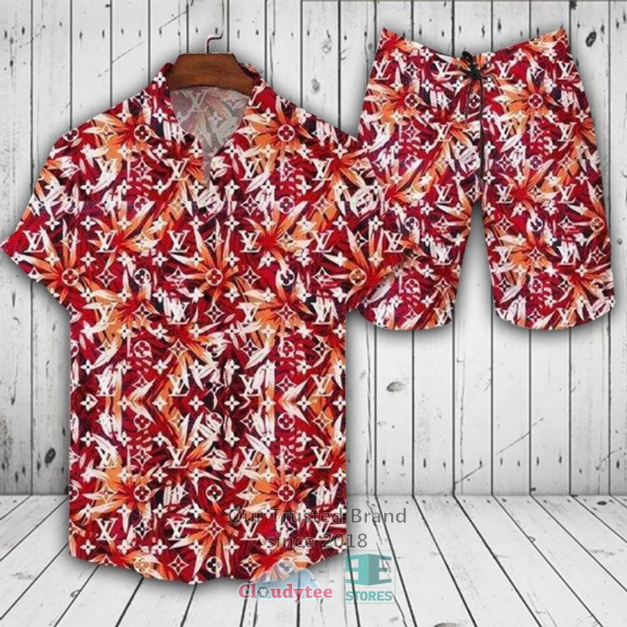 LV, Louis Vuitton Paris Red Leaves Hawaiian Shirt, Short – LIMITED EDITION