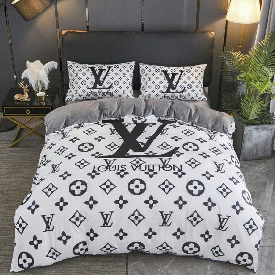 LV Type 149 Bedding Sets Duvet Cover Lv Bedroom Sets Luxury Brand Bedding