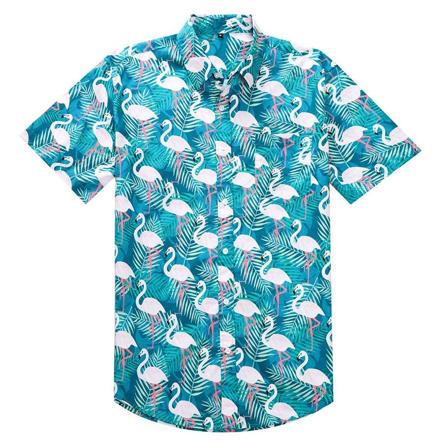 MaaMgic Mens Short Sleeve Flamingo Hawaiian Shirts