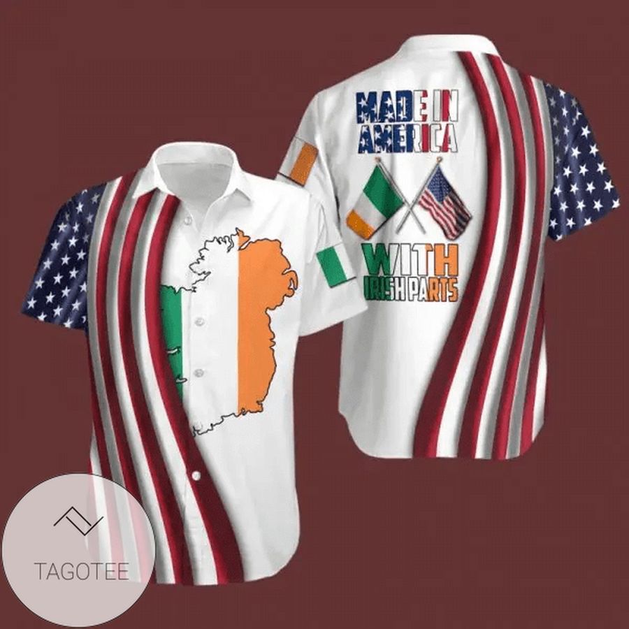 Made In America With Irish Parts Happy St Patricks Day Hawaiian Aloha Shirts V