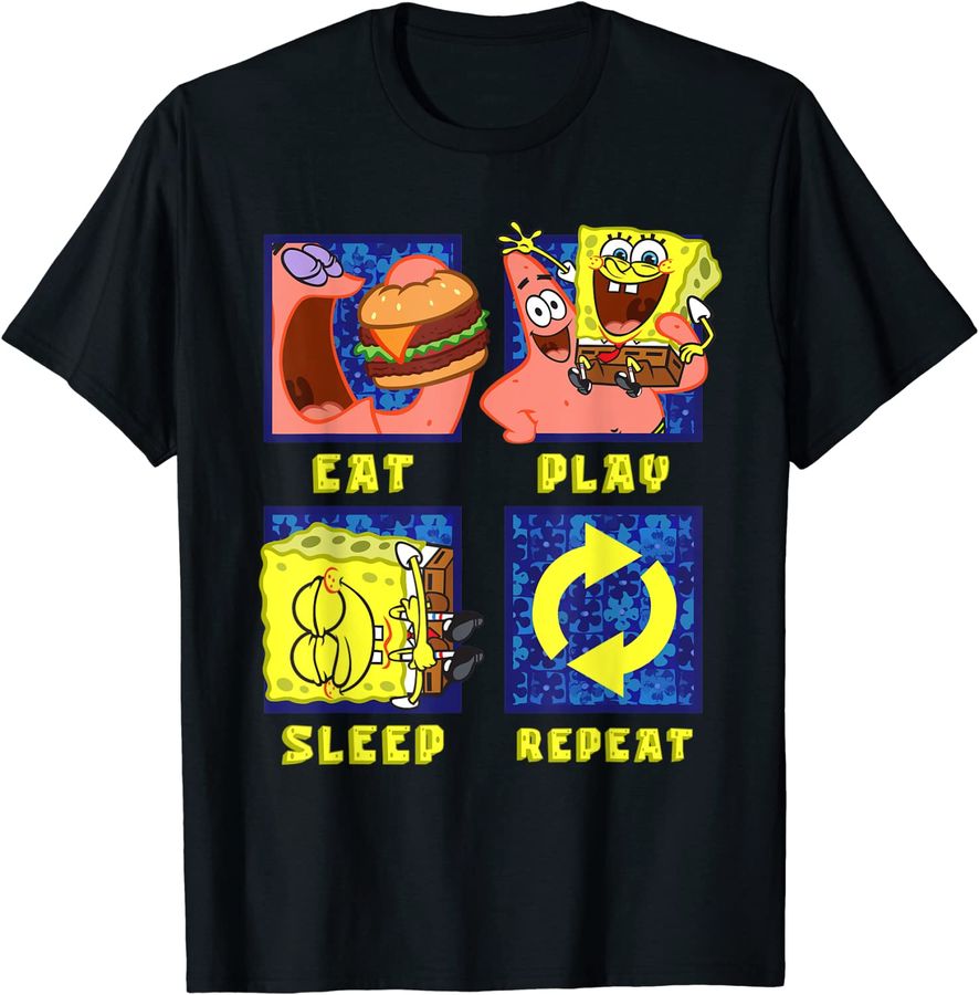 Mademark x SpongeBob SquarePants - SpongeBob Eat Play Sleep Repeat Patrick Fans Birthday Funny