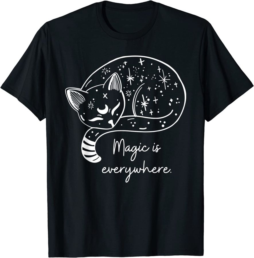 Magic Is Everywhere Cat Witchy Tee Funny Aesthetic