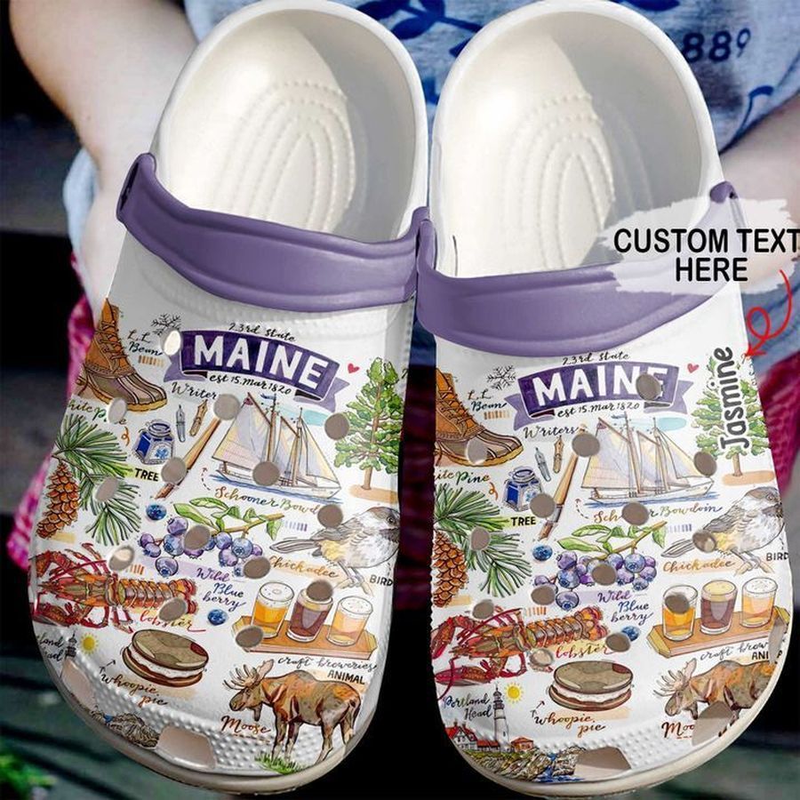Maine Personalized Proud Sku 1563 Crocs Crocband Clog Comfortable For Mens Womens Classic Clog Water Shoes