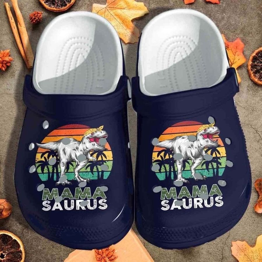 Mama Saurus Gift For Lover Rubber Crocs Crocband Clogs Comfy Footwear Tl97