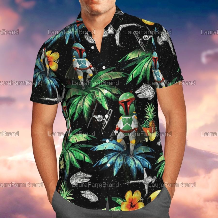 Mandalorian Hawaiian Shirt, Tropical Mandalorian Hawaii Shirt, Mandalorian Button Shirt, Mandalorian Gift, Mother Gift PHT182106A93