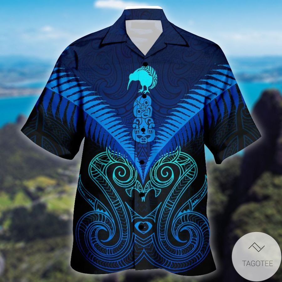 Maori Manaia New Zealand Deep Blue Hawaiian Shirt