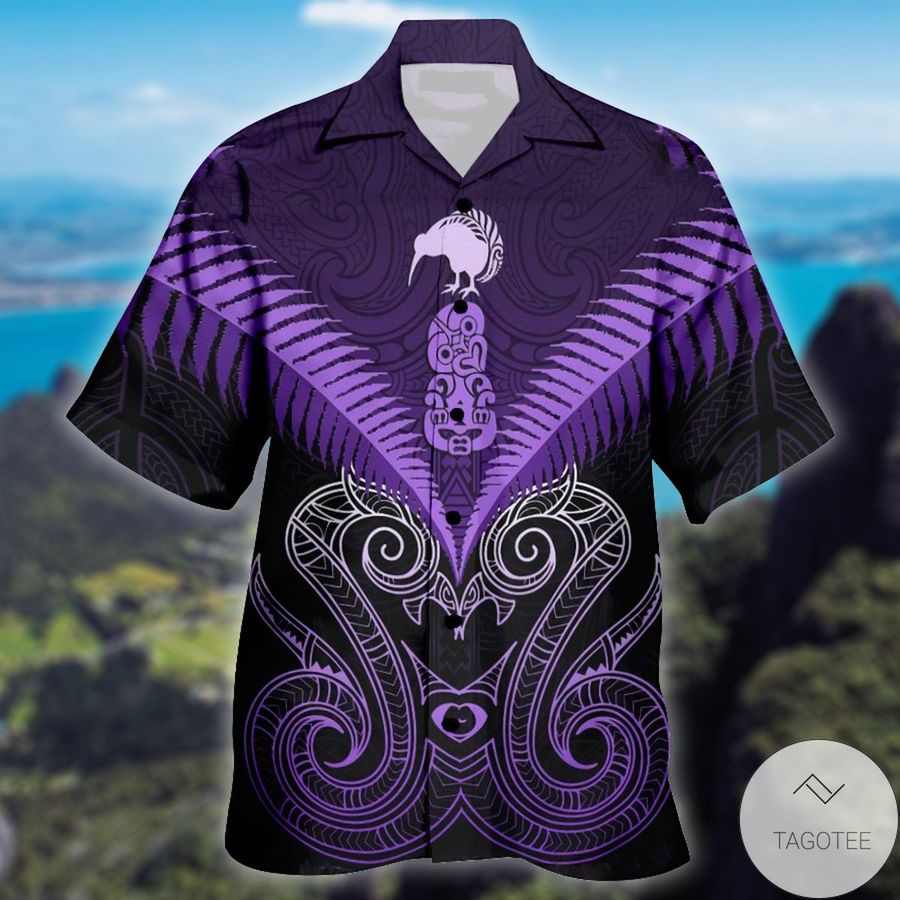 Maori Manaia New Zealand Purple Hawaiian Shirt
