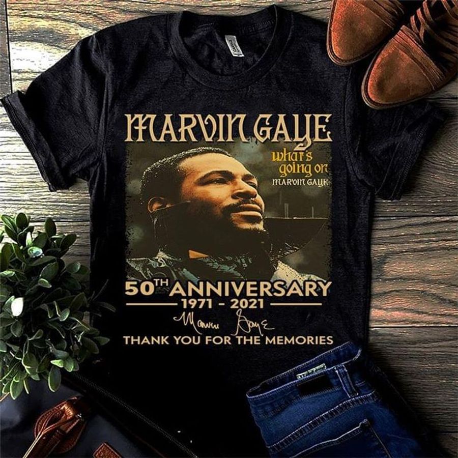 Marvin Gaye 50Th Anniversary Thank You For The Memories Signature Black Men And Women Shirt