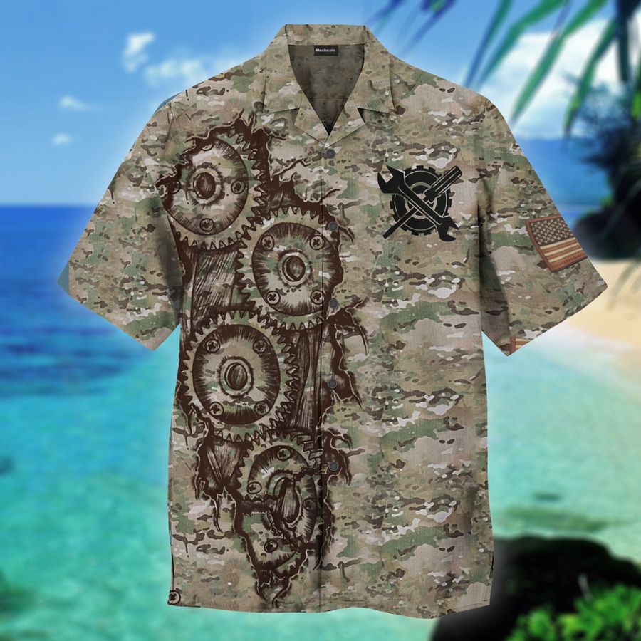 Mechanic Us Army Camo Hawaiian Shirt Pre12649, Hawaiian shirt, beach shorts, One-Piece Swimsuit, Polo shirt, funny shirts, gift shirts, Graphic Tee