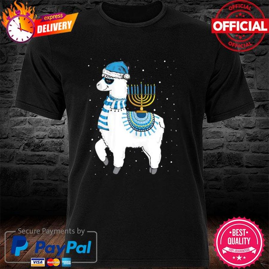 Menorah Hanukkah Llama Cute Alpaca Chanukah Christmas Shirt