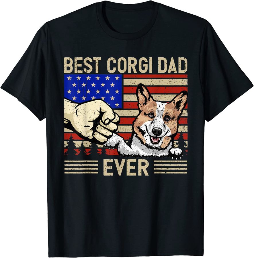Mens American Flag Best Corgi Dad 4th of July Father's Day Gift