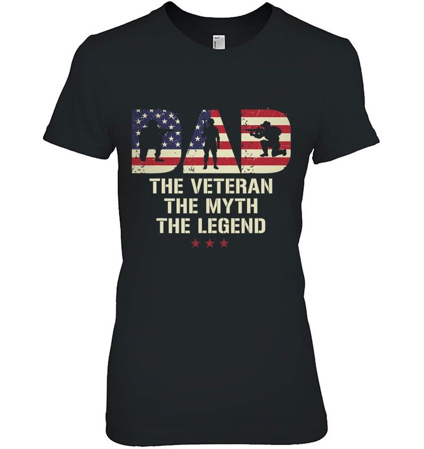 Mens Dad The Veteran Shirt Myth Legend Us Flag Tee Father’s Day Gift