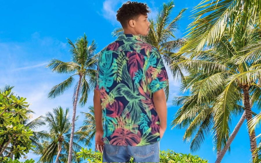 MEN'S HAWAIIAN SHIRT - One Piece Hawaiian Shirt - Tropical Print Shirt - Short Sleeve Shirt - Button Up Hawaiian Shirt - Fashion Shirt