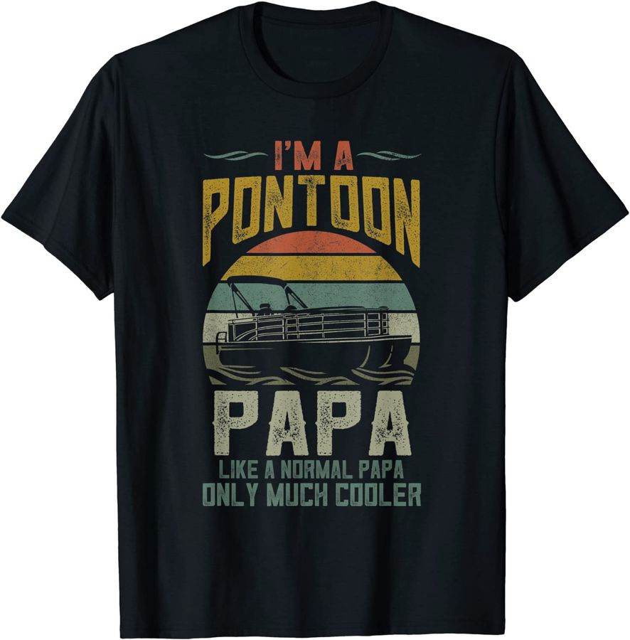 Mens Pontoon Boat Papa Shirt, Fathers Day Boating Captain Grandpa_2