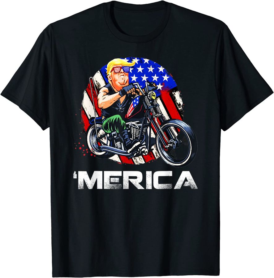 Merica Trump And Motorcycle Sunglasses With American Flag