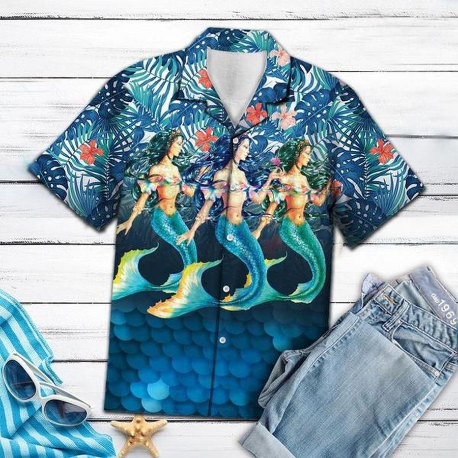 Mermaid Hawaiian Shirt Pre10487, Hawaiian shirt, beach shorts, One-Piece Swimsuit, Polo shirt, funny shirts, gift shirts, Graphic Tee