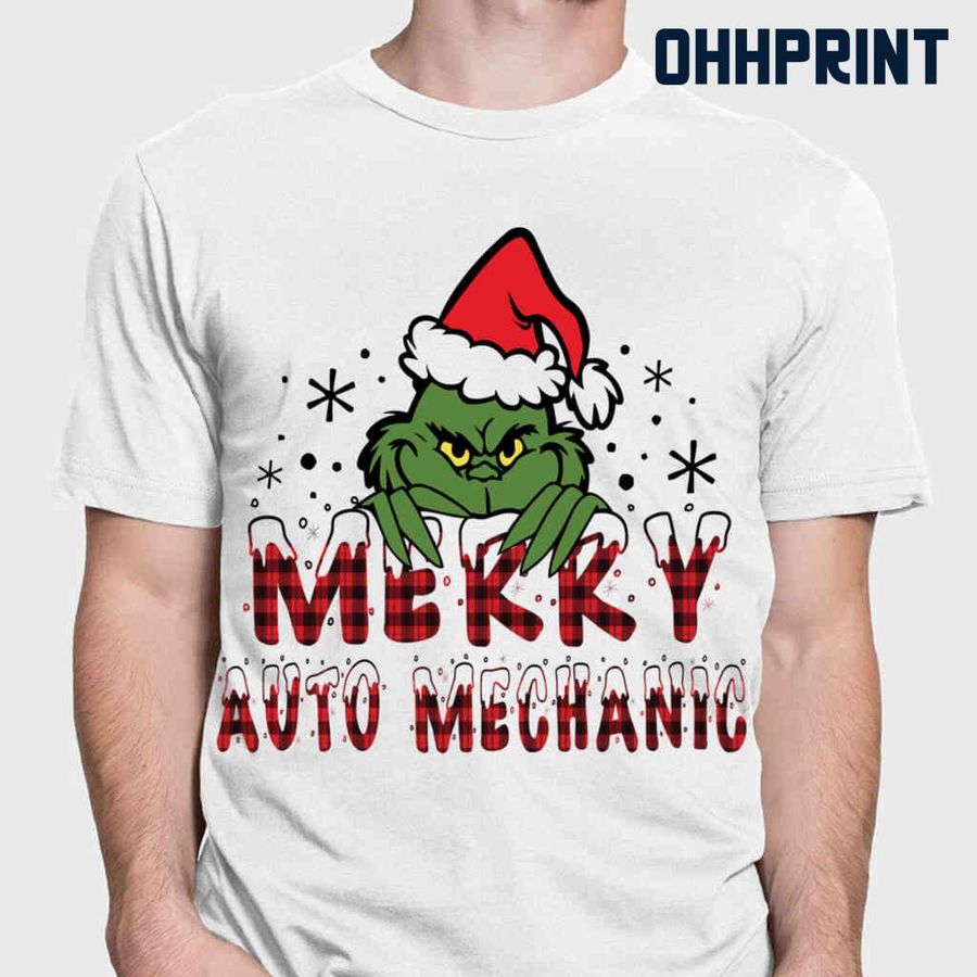 Merry Auto Mechanic Grinchmas Tshirts White