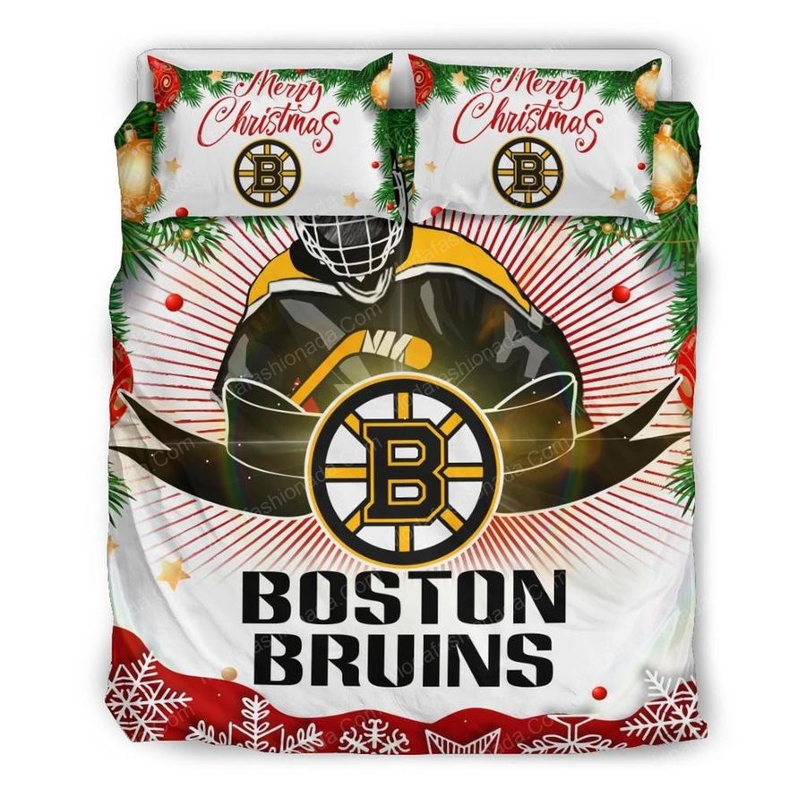 Merry Christmas Boston Bruins Hockey Sport 2 Bedding Set – Duvet Cover – 3D New Luxury – Twin Full Queen King Size Comforter Cover