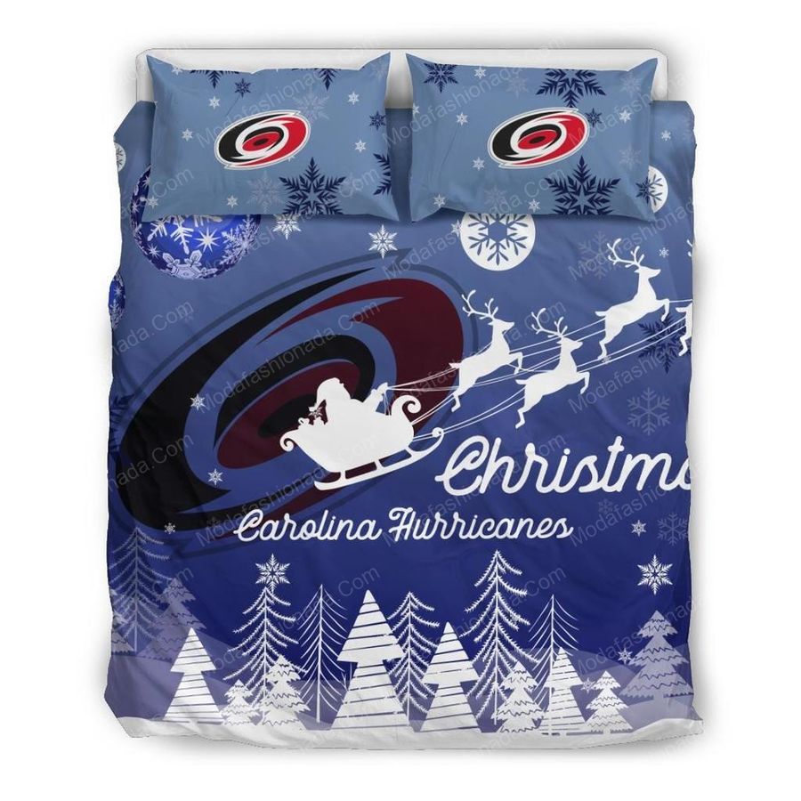 Merry Christmas Carolina Hurricanes Hockey Sport 1 Bedding Set – Duvet Cover – 3D New Luxury – Twin Full Queen King Size Comforter Cover