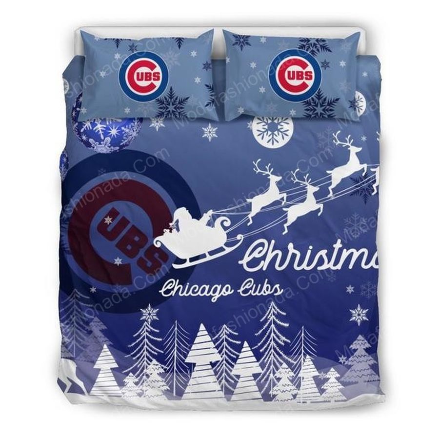 Merry Christmas Chicago Cubs Baseball Sport 2 Bedding Set – Duvet Cover – 3D New Luxury – Twin Full Queen King Size Comforter Cover
