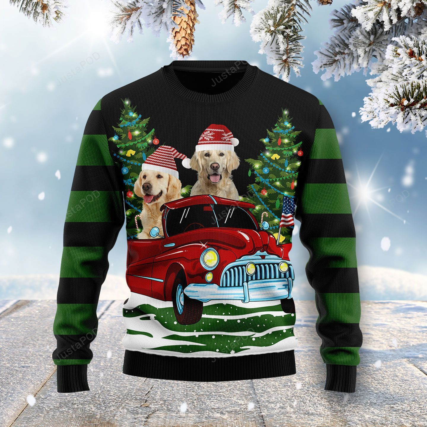 Merry Christmas Golden Retriever Ugly Christmas Sweater All Over Print