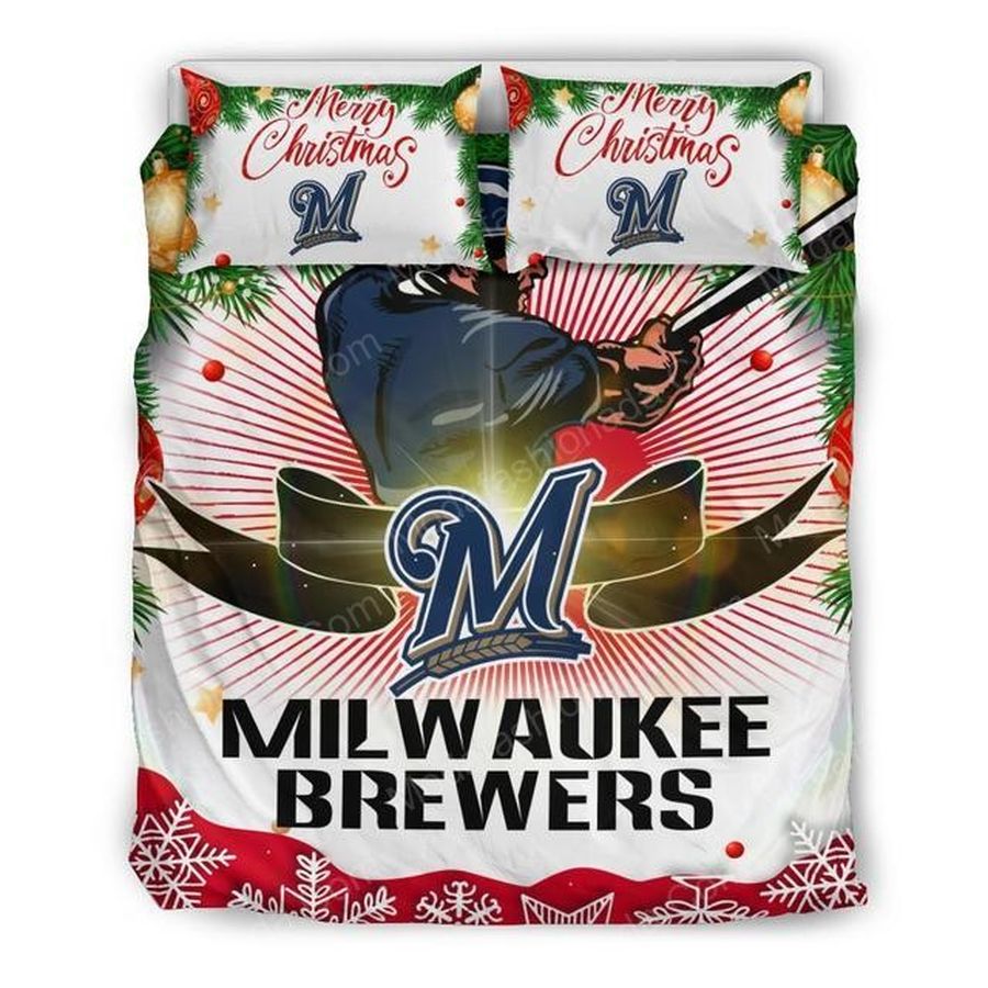 Merry Christmas Milwaukee Brewers Baseball Sport 2 Bedding Set – Duvet Cover – 3D New Luxury – Twin Full Queen King Size Comforter Cover